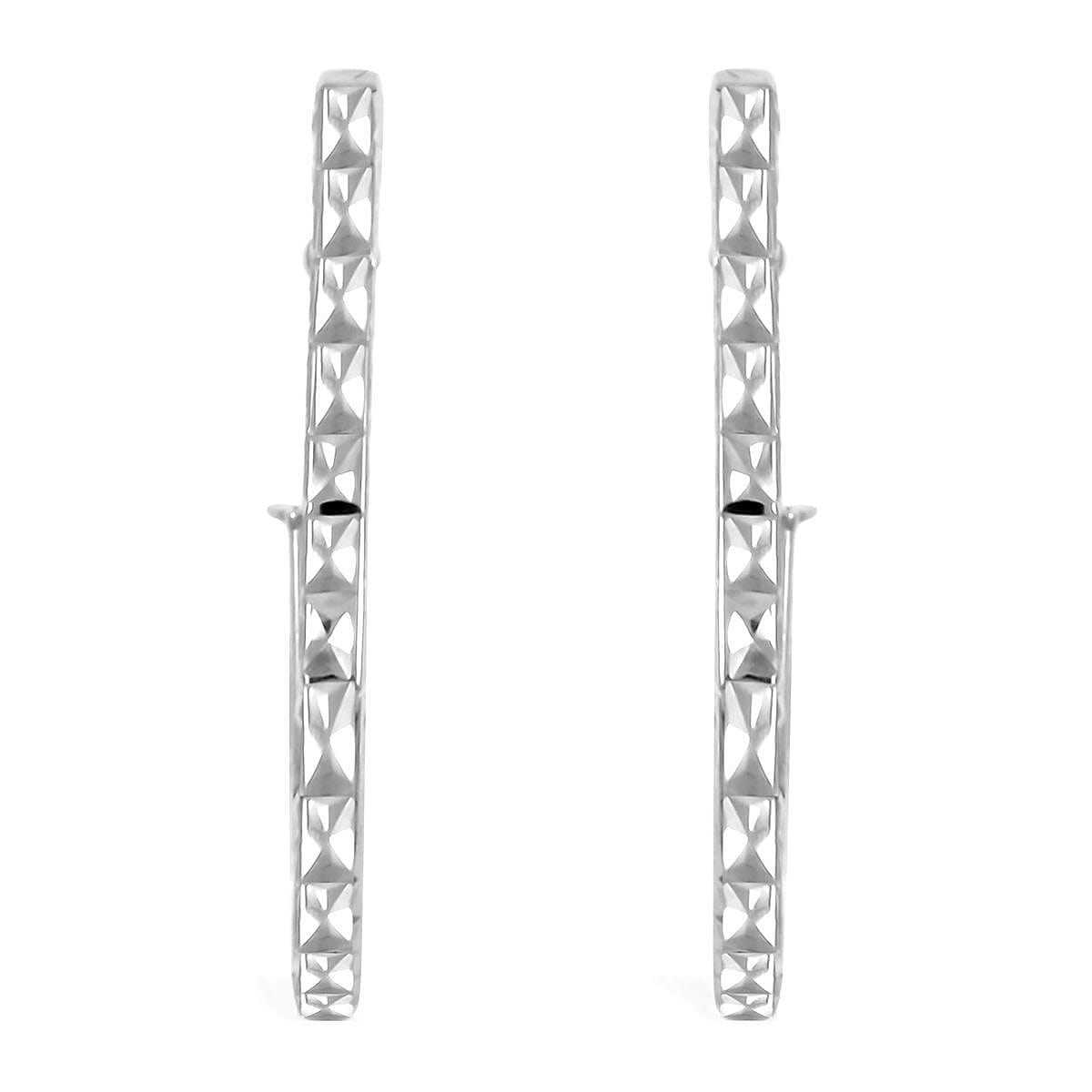 14K White Gold Square Hoop Earrings 1.30 Grams