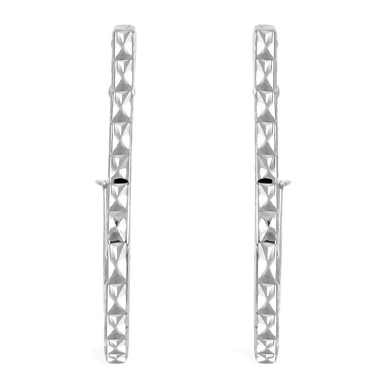 14K White Gold Square Hoop Earrings 1.30 Grams