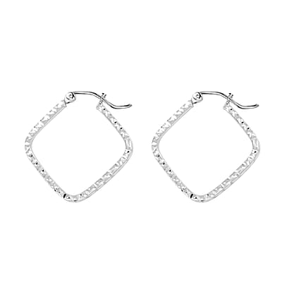 14K White Gold Square Hoop Earrings 1.30 Grams
