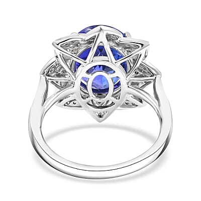 Certified and Appraised Rhapsody AAAA Tanzanite and E-F VS Diamond 6.00 ctw Ring in 950 Platinum (Size 10.0) 8.35 Grams
