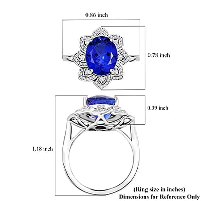 Certified and Appraised Rhapsody AAAA Tanzanite and E-F VS Diamond 6.00 ctw Ring in 950 Platinum (Size 10.0) 8.35 Grams