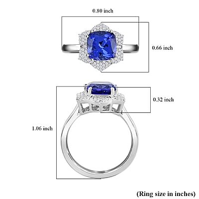 Certified and Appraised Rhapsody AAAA Tanzanite and E-F VS Diamond 4.25 ctw Ring in 950 Platinum (Size 10.0) 7.65 Grams