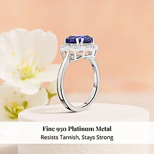 Certified and Appraised Rhapsody AAAA Tanzanite and E-F VS Diamond 4.25 ctw Ring in 950 Platinum (Size 10.5) 7.65 Grams