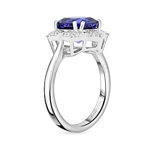 Certified and Appraised Rhapsody AAAA Tanzanite and E-F VS Diamond 4.25 ctw Ring in 950 Platinum (Size 11.0) 7.65 Grams