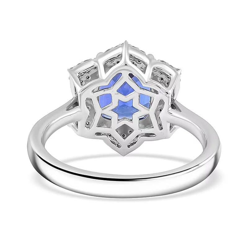 Certified and Appraised Rhapsody AAAA Tanzanite and E-F VS Diamond 4.25 ctw Ring in 950 Platinum (Size 5.0) 7.65 Grams