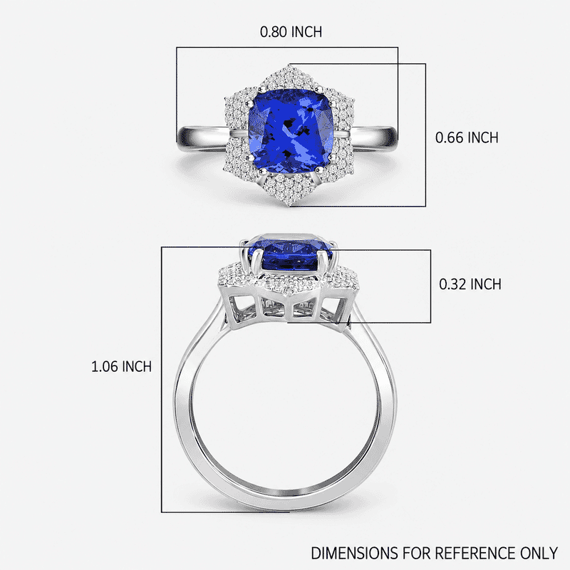 Certified and Appraised Rhapsody AAAA Tanzanite and E-F VS Diamond 4.25 ctw Ring in 950 Platinum (Size 5.0) 7.65 Grams