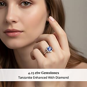 Certified and Appraised Rhapsody AAAA Tanzanite and E-F VS Diamond 4.25 ctw Ring in 950 Platinum (Size 6.5) 7.65 Grams