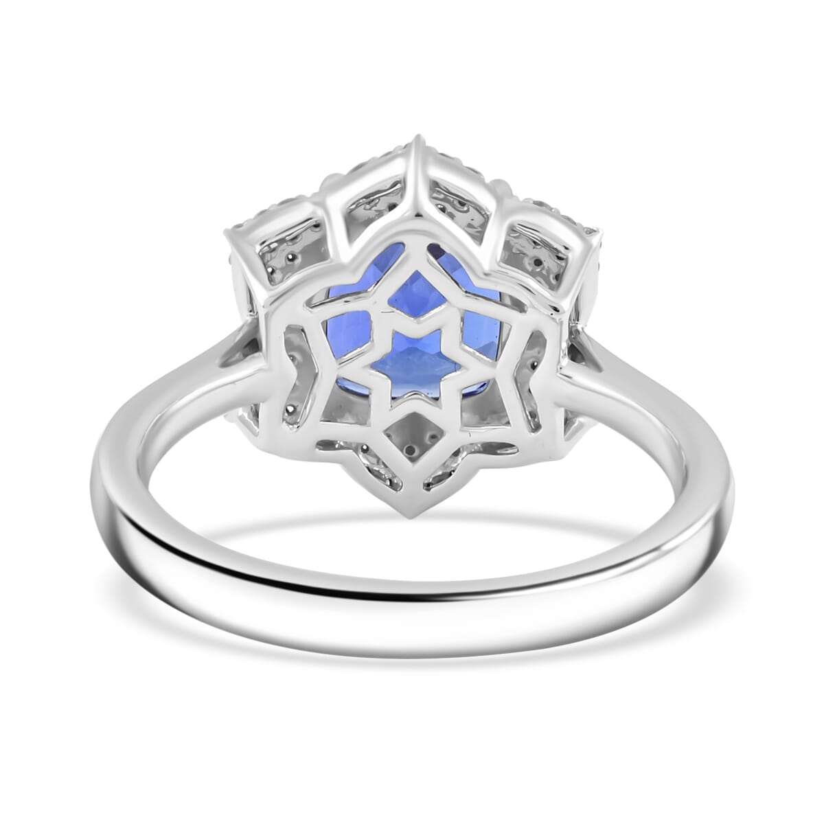 Certified and Appraised Rhapsody AAAA Tanzanite and E-F VS Diamond 4.25 ctw Ring in 950 Platinum (Size 8.0) 7.65 Grams image number 4