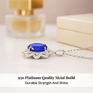 Certified and Appraised Rhapsody AAAA Tanzanite and E-F VS Diamond 6.15 ctw Pendant without Chain in 950 Platinum 5.50 Grams