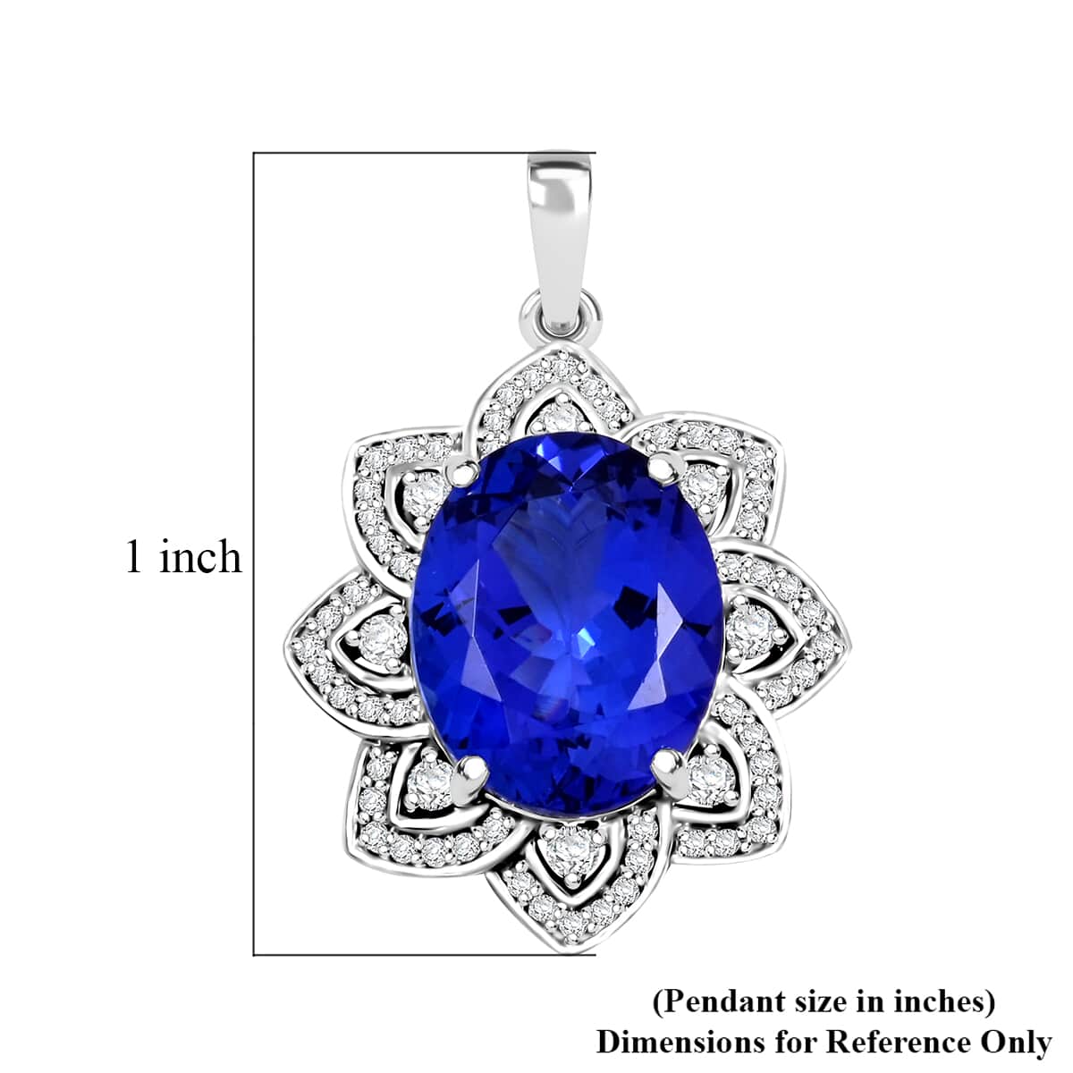 Certified and Appraised Rhapsody AAAA Tanzanite and E-F VS Diamond 6.15 ctw Pendant in 950 Platinum 5.50 Grams image number 4