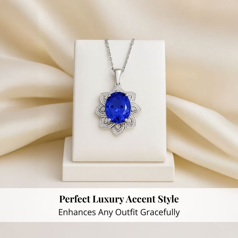 Certified and Appraised Rhapsody AAAA Tanzanite and E-F VS Diamond 6.15 ctw Pendant without Chain in 950 Platinum 5.50 Grams