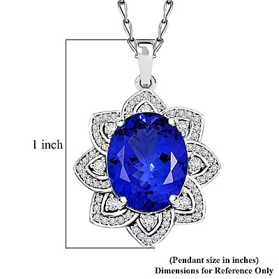 Certified and Appraised Rhapsody AAAA Tanzanite and E-F VS Diamond 6.15 ctw Pendant without Chain in 950 Platinum 5.50 Grams