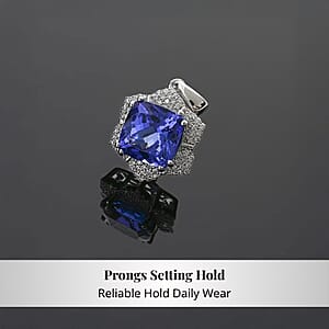 Certified and Appraised Rhapsody AAAA Tanzanite and E-F VS Diamond 4.20 ctw Pendant without Chain in 950 Platinum