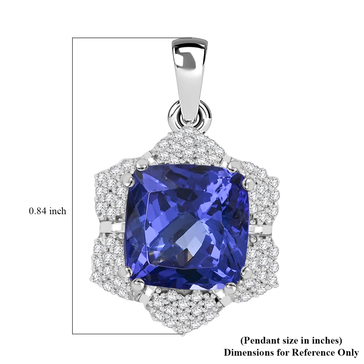 Certified and Appraised Rhapsody AAAA Tanzanite and E-F VS Diamond 4.20 ctw Pendant in 950 Platinum image number 4