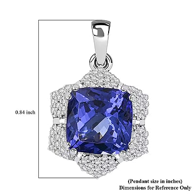 Certified and Appraised Rhapsody AAAA Tanzanite and E-F VS Diamond 4.20 ctw Pendant without Chain in 950 Platinum