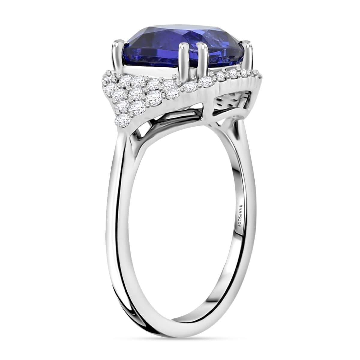 Certified & Appraised Rhapsody AAAA Tanzanite and E-F VS Diamond 6.00 ctw Ring in 950 Platinum (Size 10.0) 8.15 Grams image number 3