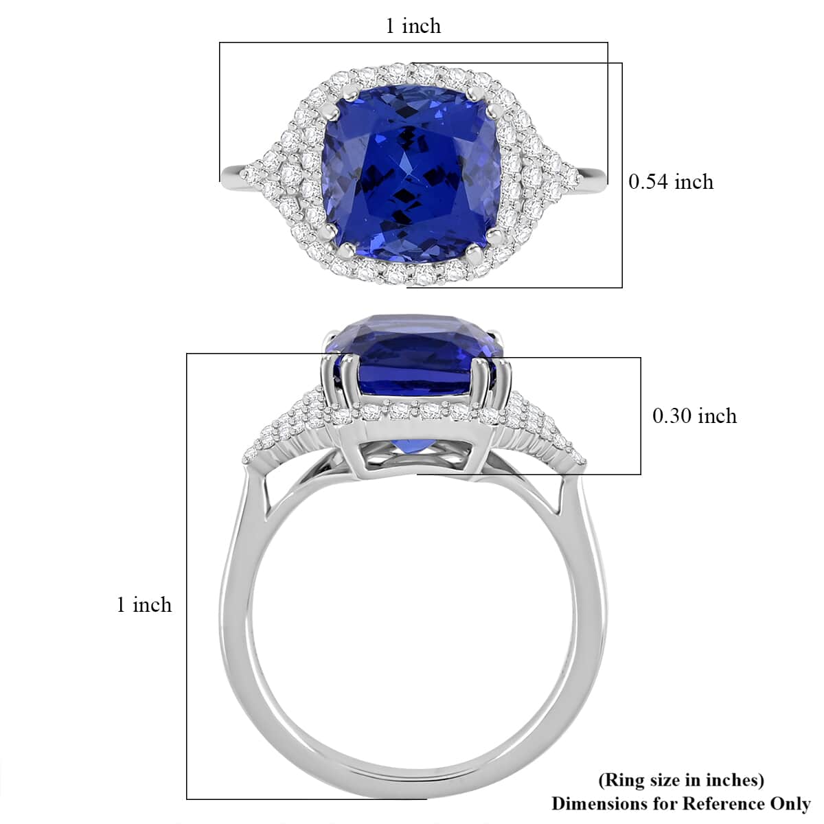 Certified & Appraised Rhapsody AAAA Tanzanite and E-F VS Diamond 6.00 ctw Ring in 950 Platinum (Size 10.0) 8.15 Grams image number 5