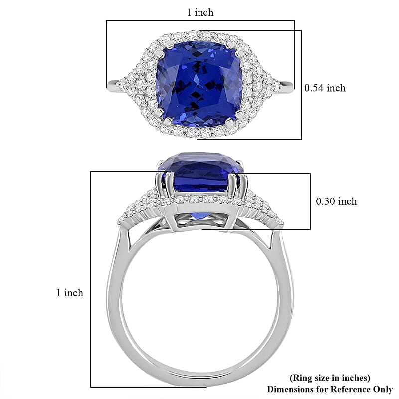 Certified & Appraised Rhapsody AAAA Tanzanite and E-F VS Diamond 6.00 ctw Ring in 950 Platinum (Size 10.0) 8.15 Grams