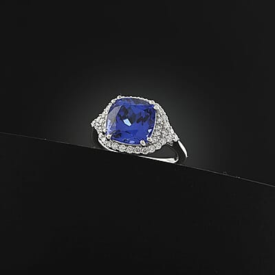 Certified & Appraised Rhapsody 950 Platinum AAAA Tanzanite, Diamond (E-F, VS) (0.60 cts) Ring (Size 12.0) (8.15 g) 6.00 ctw