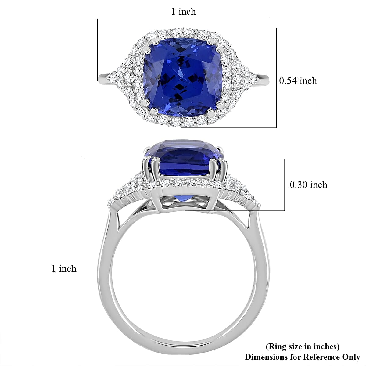 Certified & Appraised Rhapsody 950 Platinum AAAA Tanzanite, Diamond (E-F, VS) (0.60 cts) Ring (Size 5.5) (8.15 g) 6.00 ctw image number 5