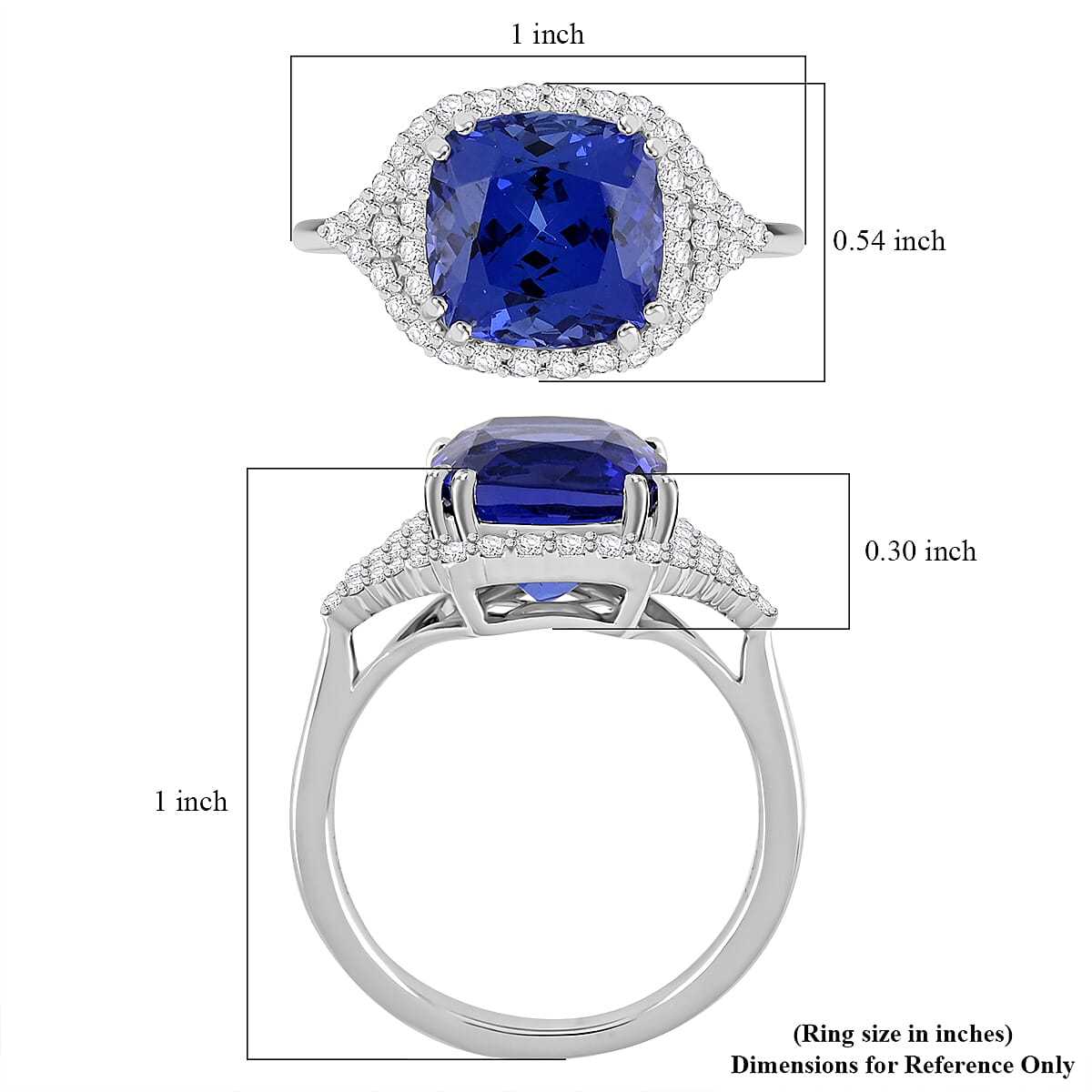 Certified & Appraised Rhapsody AAAA Tanzanite and E-F VS Diamond 6.00 ctw Ring in 950 Platinum (Size 7.0) 8.15 Grams image number 5