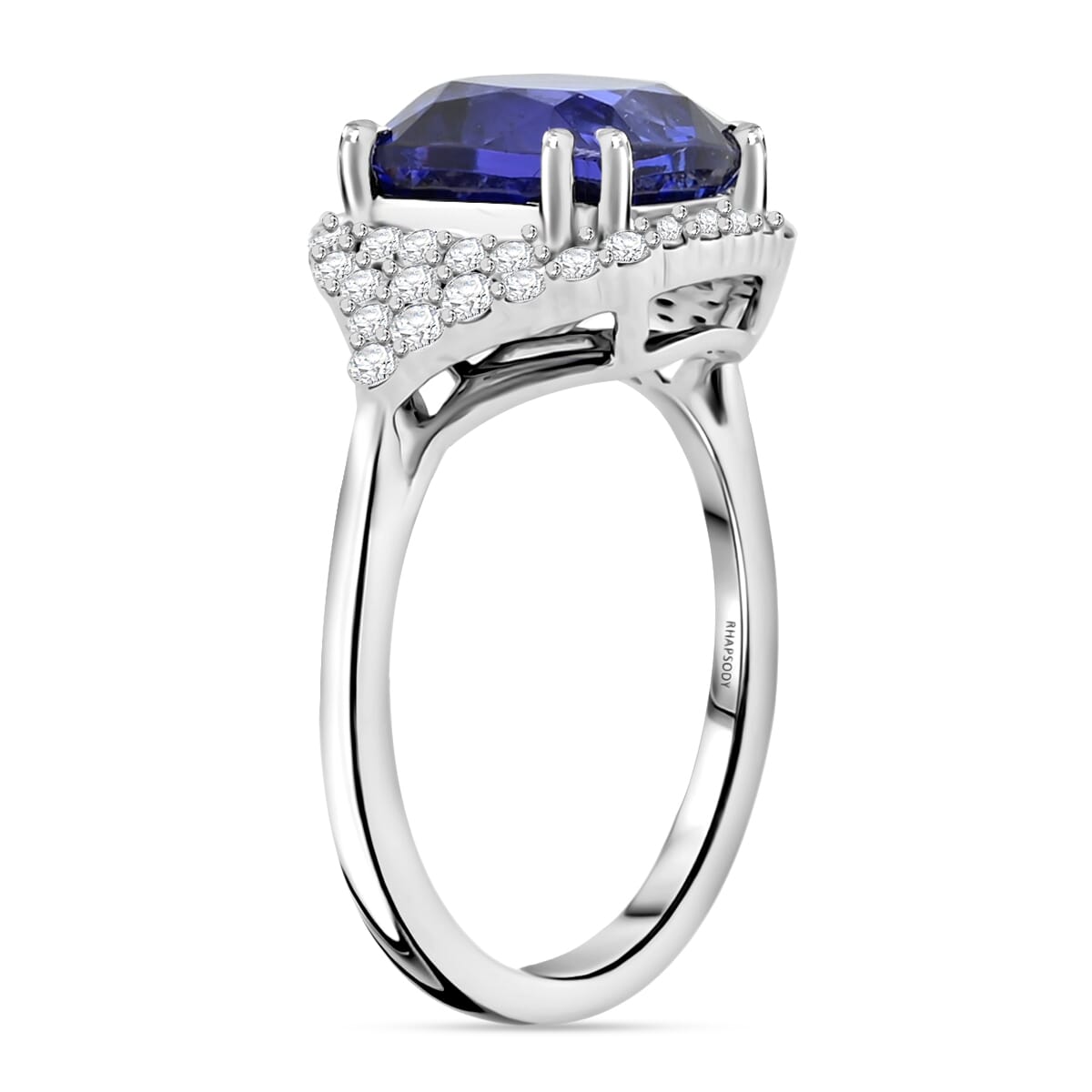 Serengeti Song Certified & Appraised Rhapsody AAAA Tanzanite and E-F VS Diamond 6.00 ctw Ring in 950 Platinum (Size 9.0) 8.15 Grams image number 3