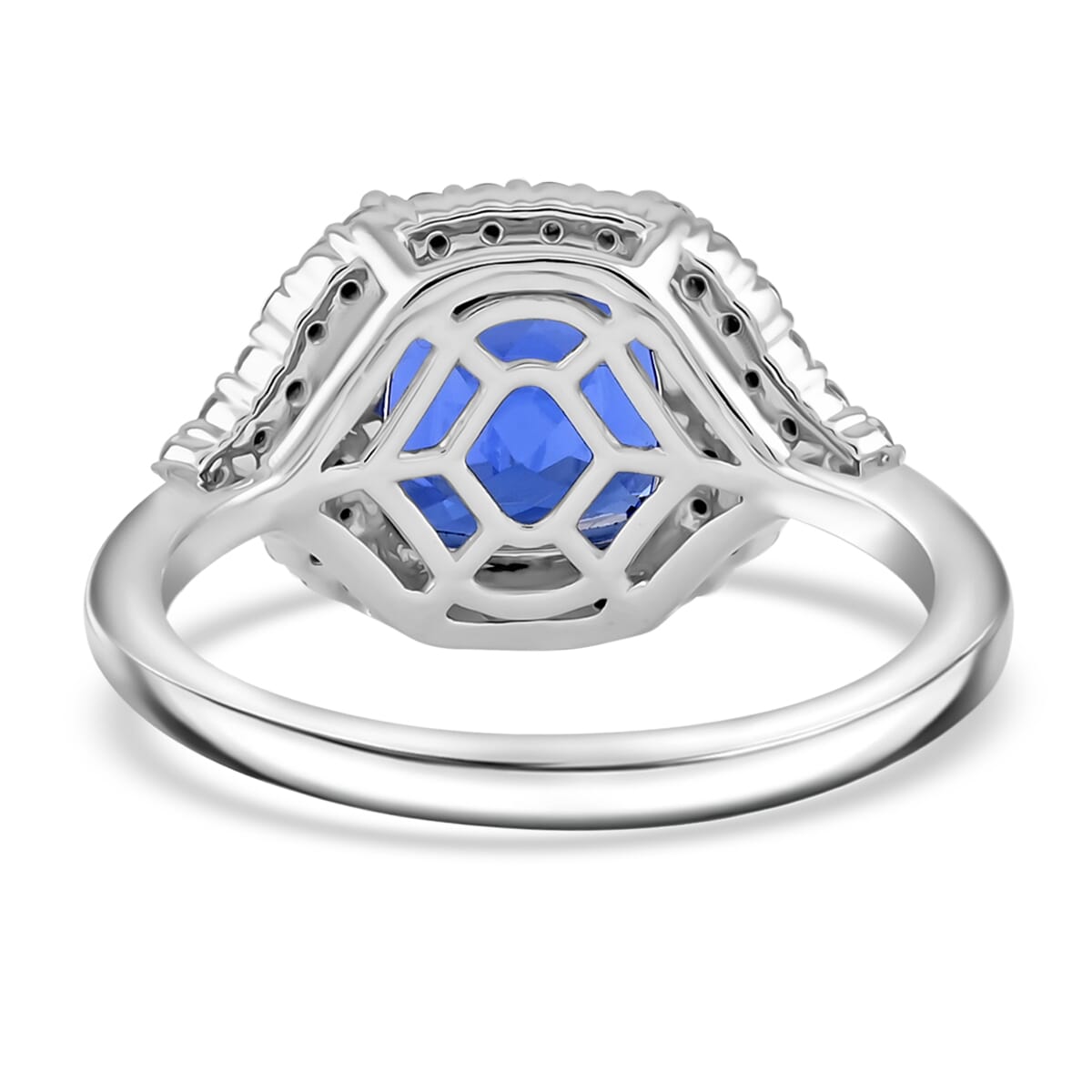 Serengeti Song Certified & Appraised Rhapsody AAAA Tanzanite and E-F VS Diamond 6.00 ctw Ring in 950 Platinum (Size 9.0) 8.15 Grams image number 4
