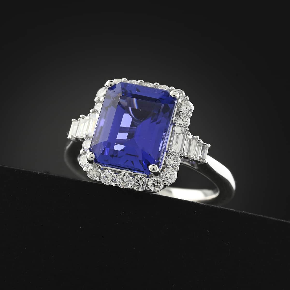 Certified & Appraised Rhapsody AAAA Tanzanite and E-F VS Diamond 4.00 ctw Ring in 950 Platinum (Size 10.0) 7.20 Grams image number 1