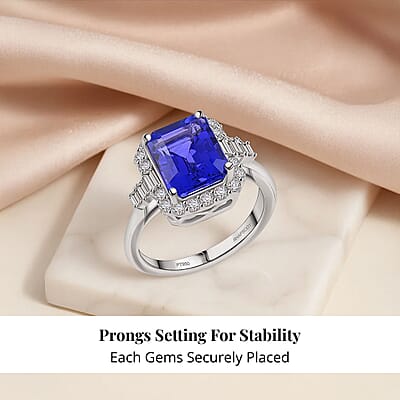 Certified & Appraised Rhapsody AAAA Tanzanite and E-F VS Diamond 4.00 ctw Ring in 950 Platinum (Size 10.0) 7.20 Grams