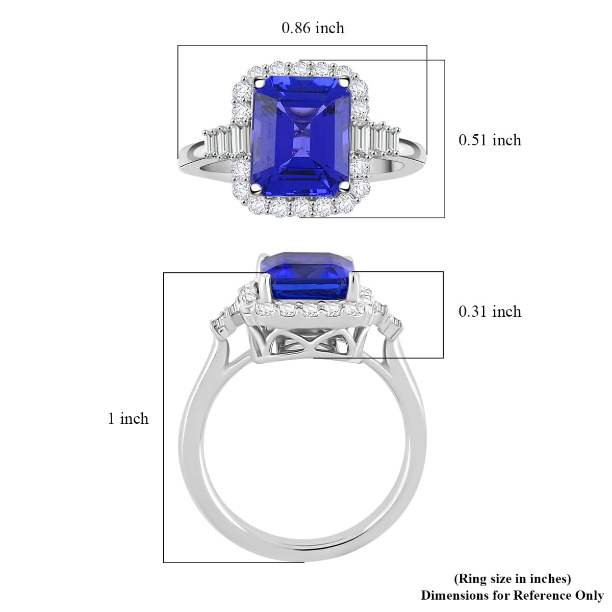 Certified & Appraised Rhapsody AAAA Tanzanite and E-F VS Diamond 4.00 ctw Ring in 950 Platinum (Size 10.0) 7.20 Grams image number 5