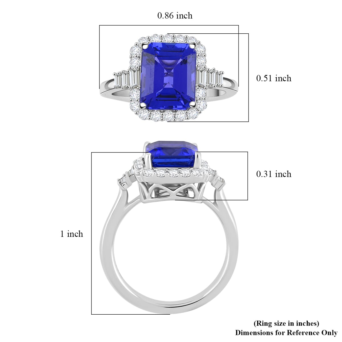Certified & Appraised Rhapsody AAAA Tanzanite and E-F VS Diamond 4.00 ctw Ring in 950 Platinum (Size 6.0) 7.20 Grams image number 5