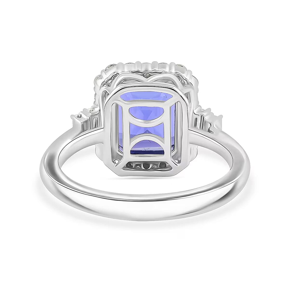 Certified & Appraised Rhapsody AAAA Tanzanite and E-F VS Diamond 4.00 ctw Ring in 950 Platinum (Size 8.0) 7.20 Grams image number 7