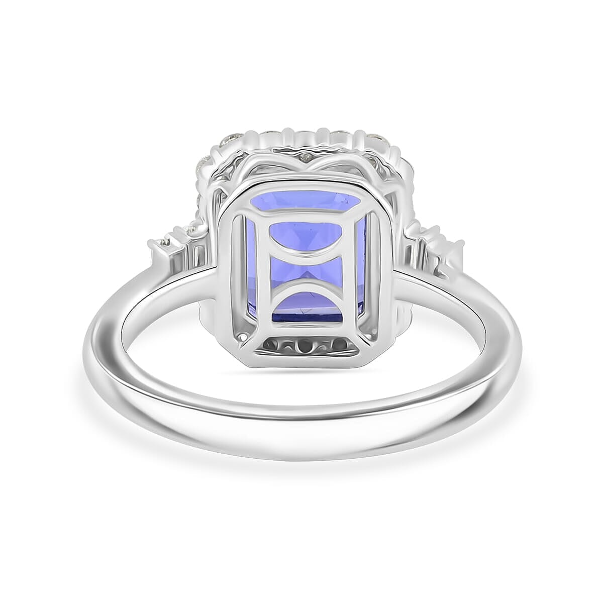 Certified & Appraised Rhapsody AAAA Tanzanite and E-F VS Diamond 4.00 ctw Ring in 950 Platinum (Size 8.5) 7.20 Grams image number 4