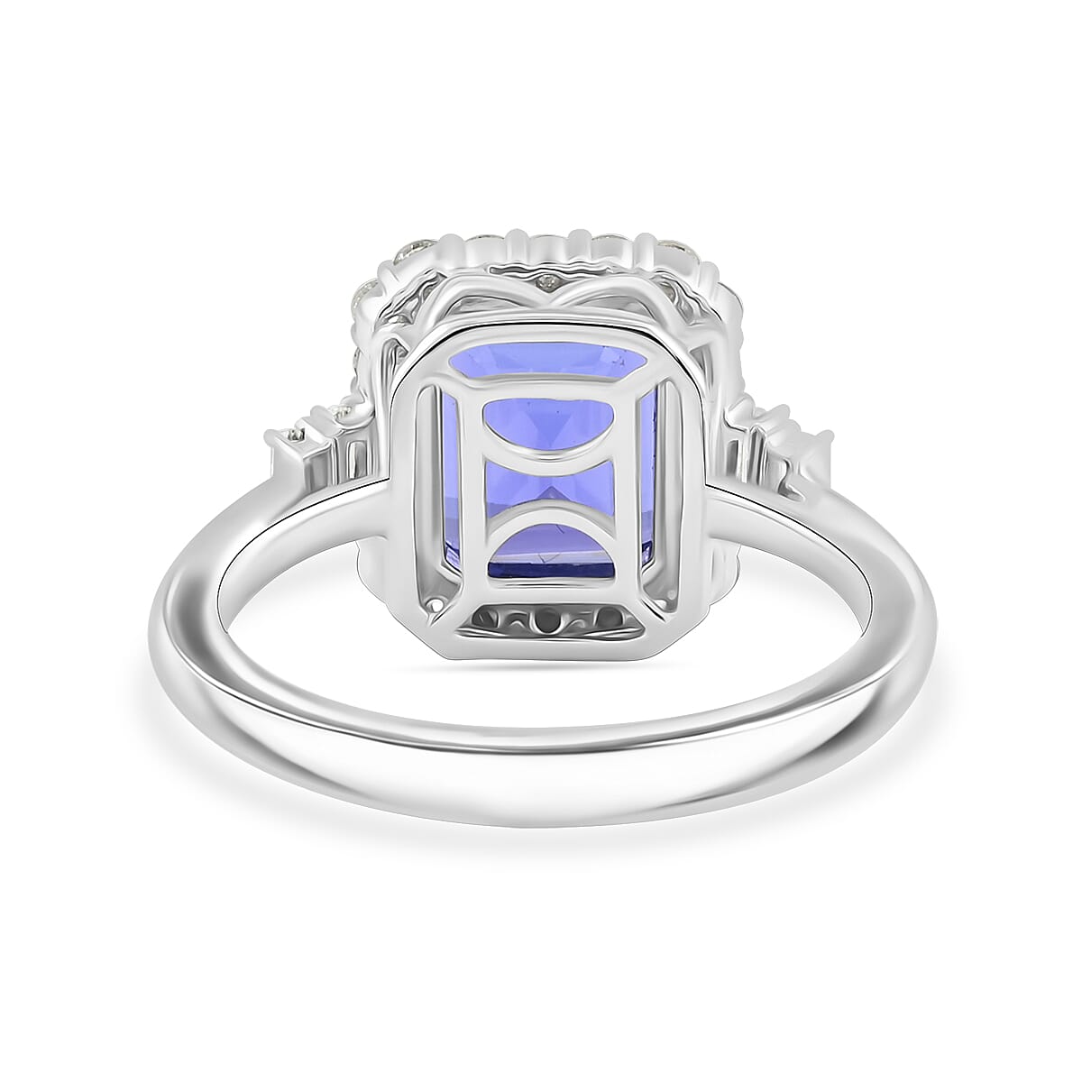 Certified & Appraised Rhapsody AAAA Tanzanite and E-F VS Diamond 4.00 ctw Ring in 950 Platinum (Size 9.0) 7.20 Grams image number 4