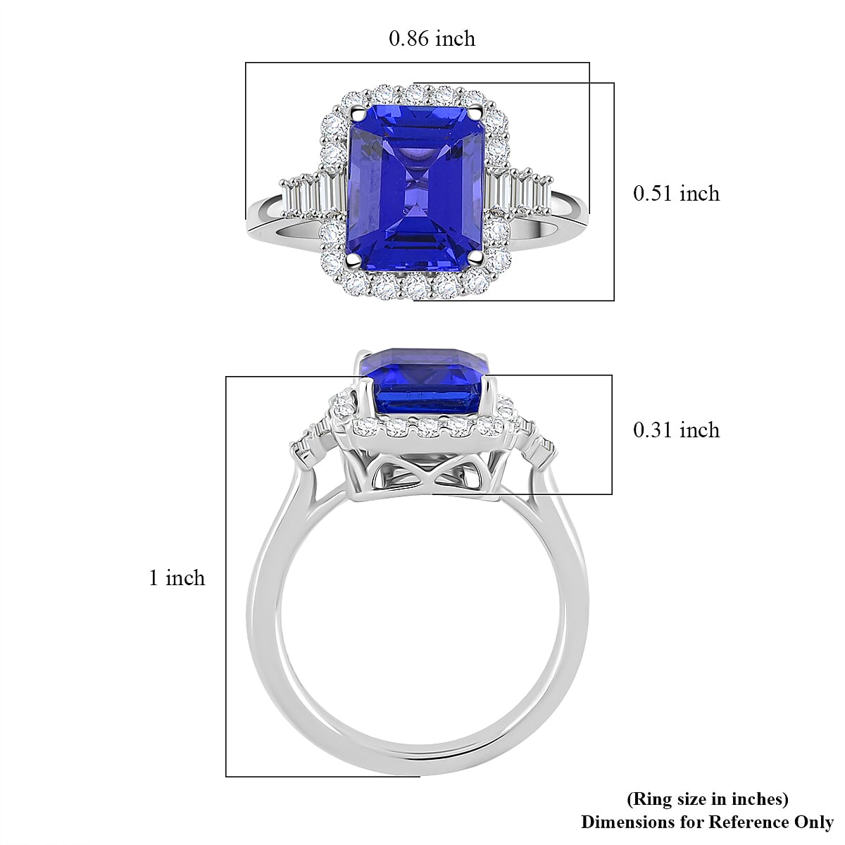 Certified & Appraised Rhapsody AAAA Tanzanite and E-F VS Diamond 4.00 ctw Ring in 950 Platinum (Size 9.0) 7.20 Grams image number 5