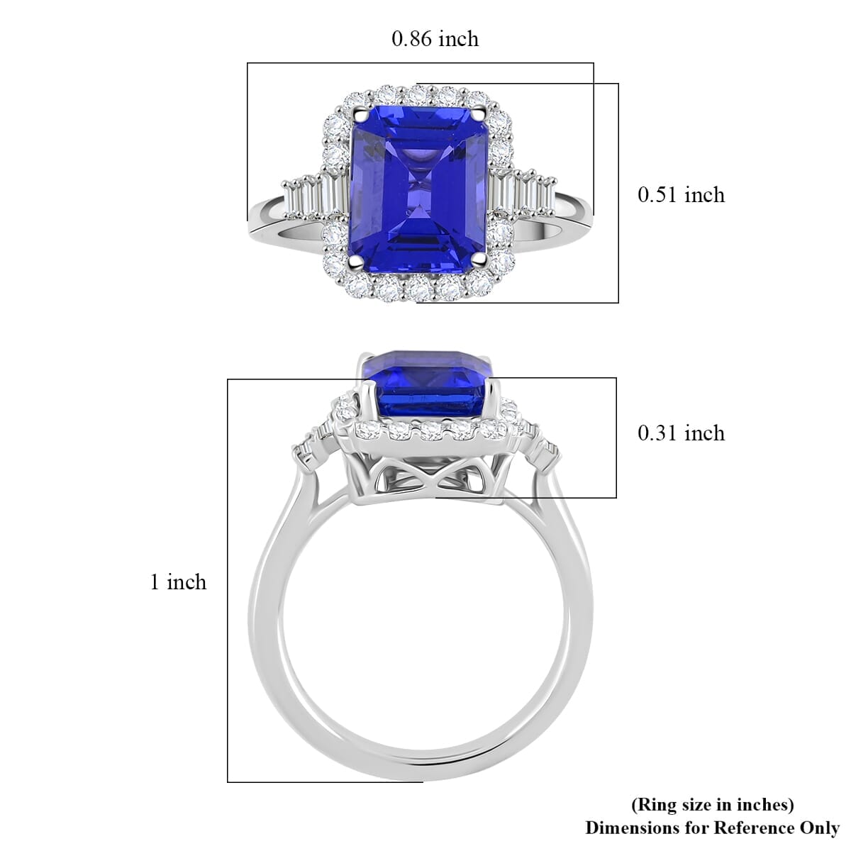 Certified & Appraised Rhapsody AAAA Tanzanite and E-F VS Diamond 4.00 ctw Ring in 950 Platinum (Size 9.5) 7.20 Grams image number 5