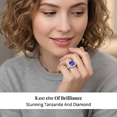 Exclusive Vault Collection Certified & Appraised Rhapsody AAAA Tanzanite and E-F VS Diamond 8.00 ctw Ring in 950 Platinum (Size 10.0) 9.68 Grams