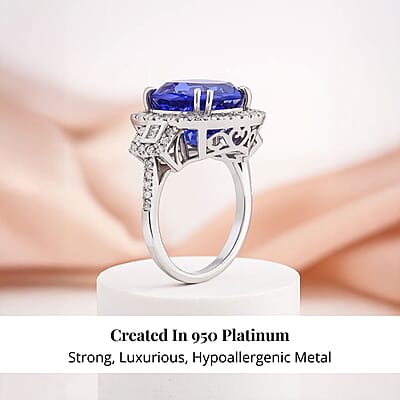 Exclusive Vault Collection Certified & Appraised Rhapsody AAAA Tanzanite and E-F VS Diamond 8.00 ctw Ring in 950 Platinum (Size 10.0) 9.68 Grams