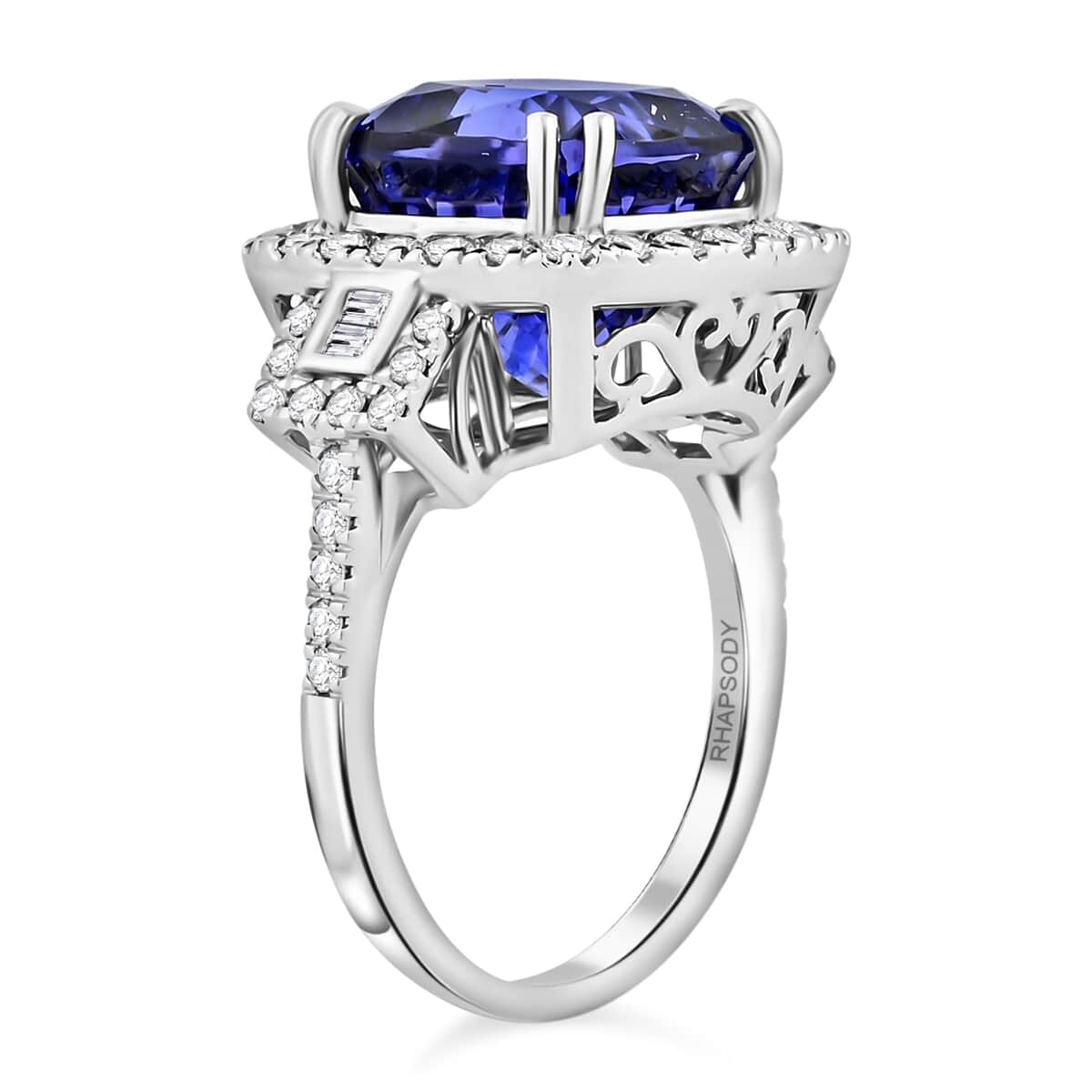 Doorbuster Certified & Appraised Rhapsody AAAA Tanzanite and E-F VS Diamond 8.00 ctw Ring in 950 Platinum (Size 10.0) 9.68 Grams (Del. in 7-10 Days)  image number 3