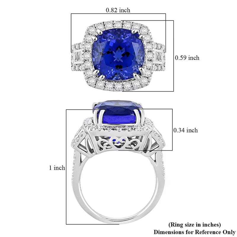 Exclusive Vault Collection Certified & Appraised Rhapsody AAAA Tanzanite and E-F VS Diamond 8.00 ctw Ring in 950 Platinum (Size 10.0) 9.68 Grams