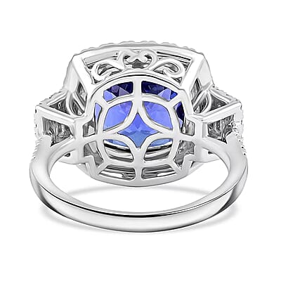 Exclusive Vault Collection Certified & Appraised Rhapsody AAAA Tanzanite and E-F VS Diamond 8.00 ctw Ring in 950 Platinum (Size 10.0) 9.68 Grams