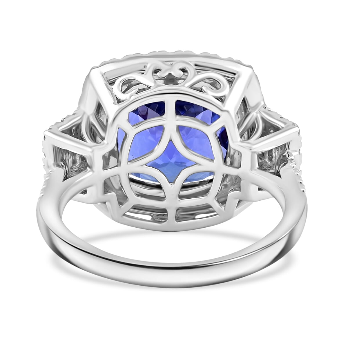 Certified & Appraised Rhapsody AAAA Tanzanite and E-F VS Diamond 8.00 ctw Ring in 950 Platinum (Size 9.0) 9.68 Grams image number 4