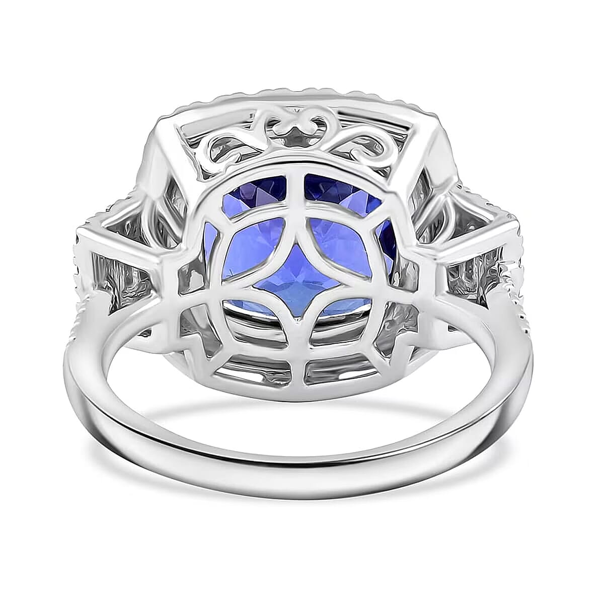 Certified & Appraised Rhapsody AAAA Tanzanite and E-F VS Diamond 8.00 ctw Ring in 950 Platinum (Size 9.0) 9.68 Grams image number 7