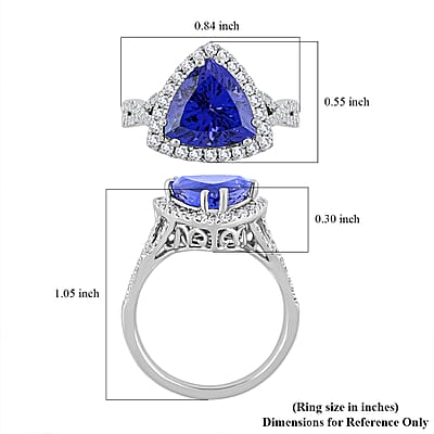 Certified & Appraised Rhapsody AAAA Tanzanite and E-F VS Diamond 4.50 ctw Ring in 950 Platinum (Size 10.0) 7.35 Grams