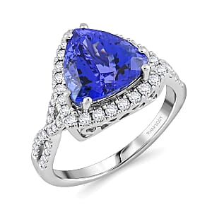 Doorbuster Certified & Appraised Rhapsody 950 Platinum AAAA Tanzanite, Diamond (E-F, VS) (0.57 cts) Ring (Size 10.5) (7.35 g) 4.50 ctw