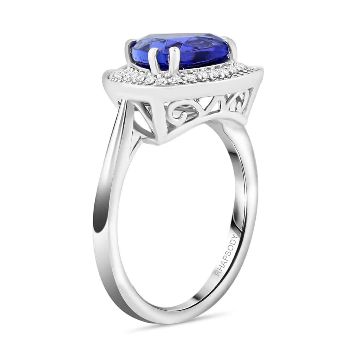 Certified & Appraised Rhapsody AAAA Tanzanite and E-F VS Diamond 3.50 ctw Ring in 950 Platinum (Size 10.0) 6.80 Grams image number 3