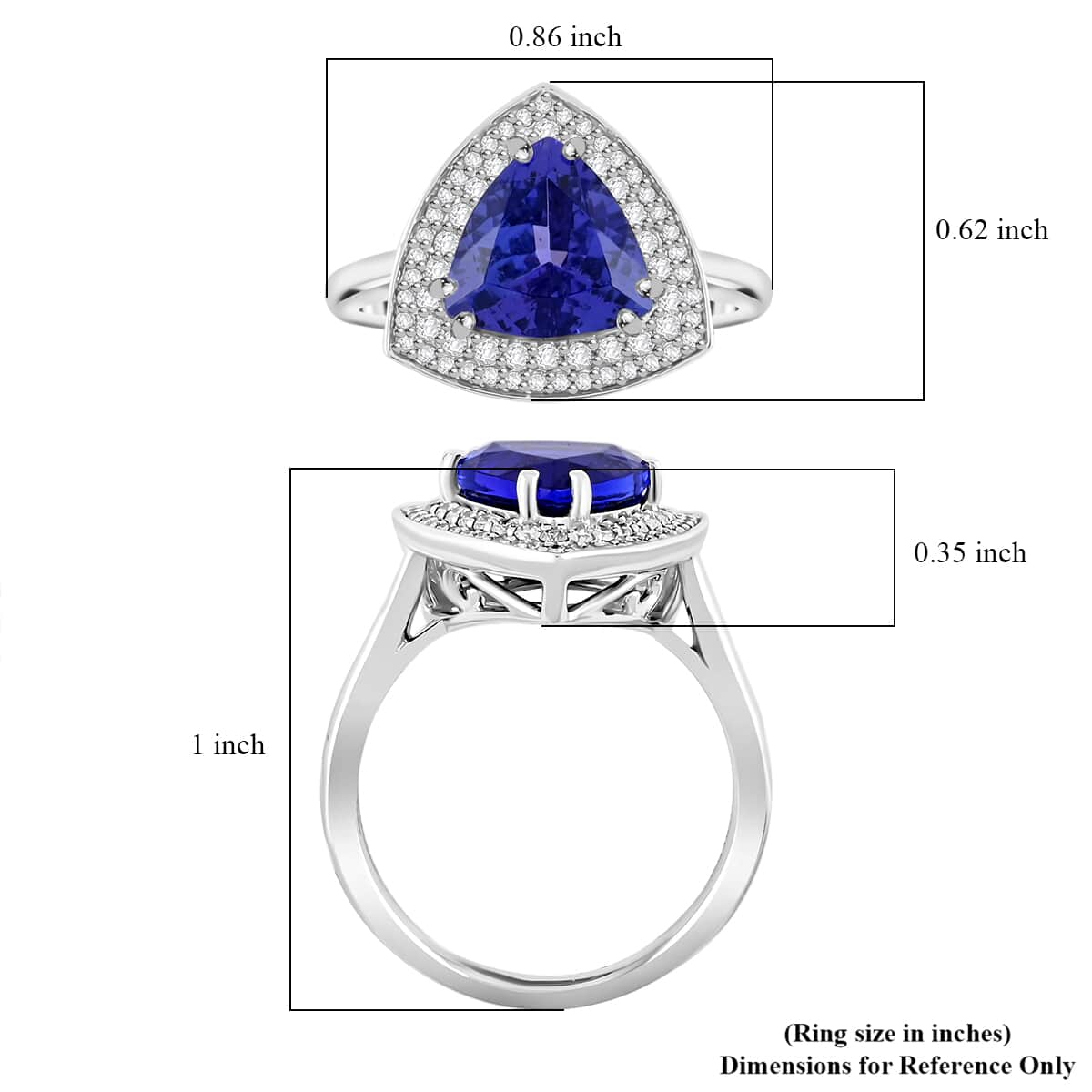 Certified & Appraised Rhapsody AAAA Tanzanite and E-F VS Diamond 3.50 ctw Ring in 950 Platinum (Size 10.0) 6.80 Grams image number 5