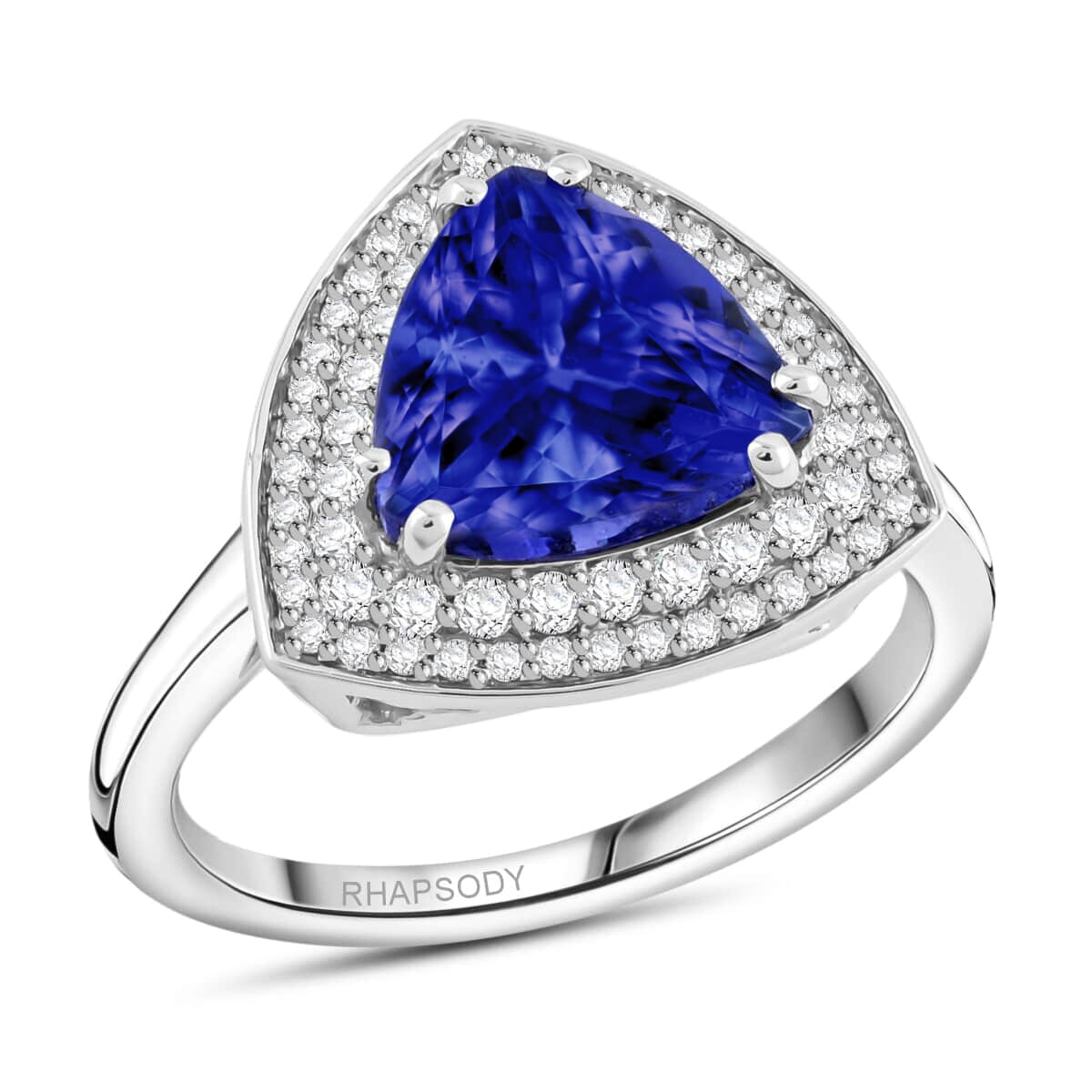 Certified & Appraised Rhapsody AAAA Tanzanite and E-F VS Diamond 3.50 ctw Ring in 950 Platinum (Size 8.0) 6.80 Grams image number 0