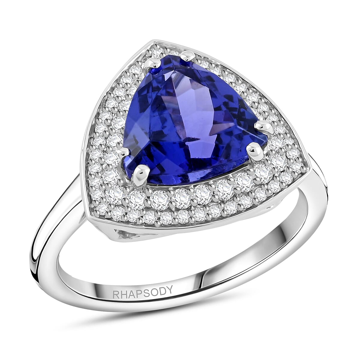 Doorbuster Certified & Appraised Rhapsody AAAA Tanzanite and E-F VS Diamond 3.50 ctw Ring in 950 Platinum (Size 9.0) 6.80 Grams image number 0