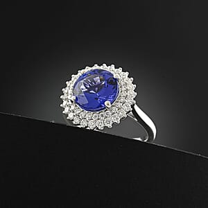 Certified & Appraised Rhapsody AAAA Tanzanite and E-F VS Diamond 4.25 ctw Ring in 950 Platinum (Size 10.0) 7.60 Grams